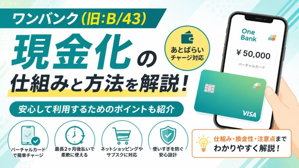 ワンバンク(旧:B/43)後払いを即日現金化する方法！換金率・リスクも解説